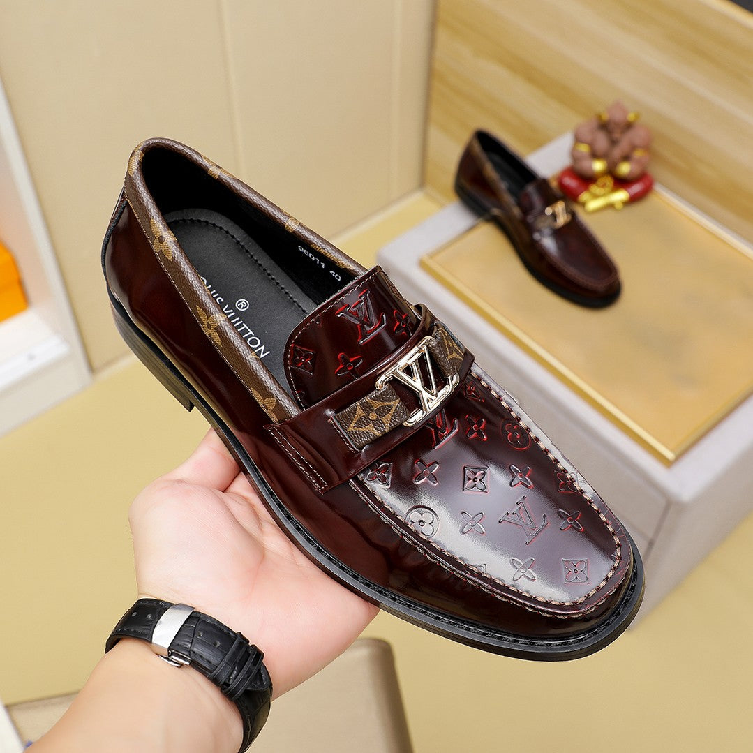L men's fashionable patent leather printed shoes 0725031005