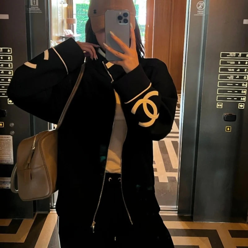 CH New Fashion Women Stand‑Collar Tracksuit Set  XC1326090420