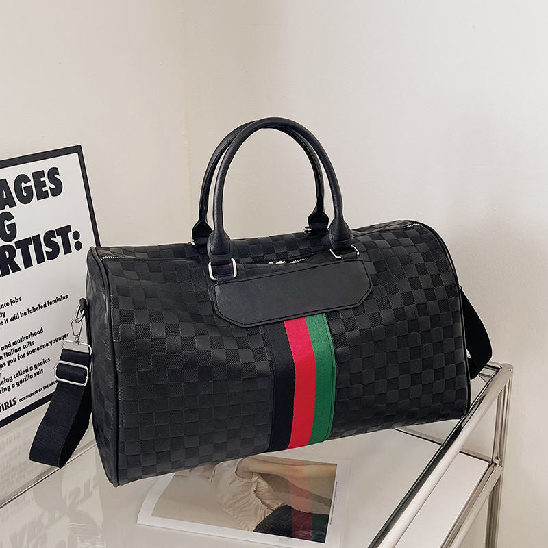 New plaid travel bag men's European and American fashion large-capacity leisure business trip fitness bag luage bag shoulder bag