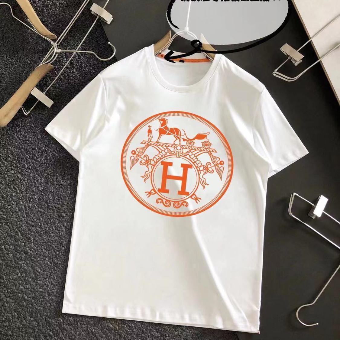 Printed H Flower Color War Horse Cotton Short-sleeved Men's And Women's Couples T-shirt 1024030108