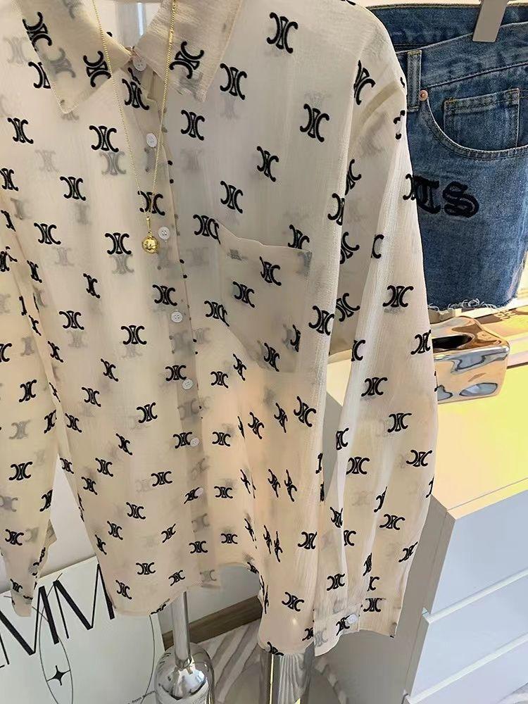Fashion Versatile Full Print Long Sleeve Shirt Thin Top 1024060504