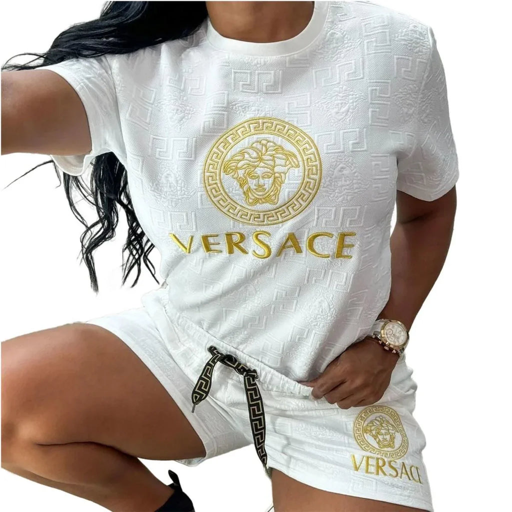 Fashion Trend New Embossed Short Sleeve Shorts Suit 1024062107