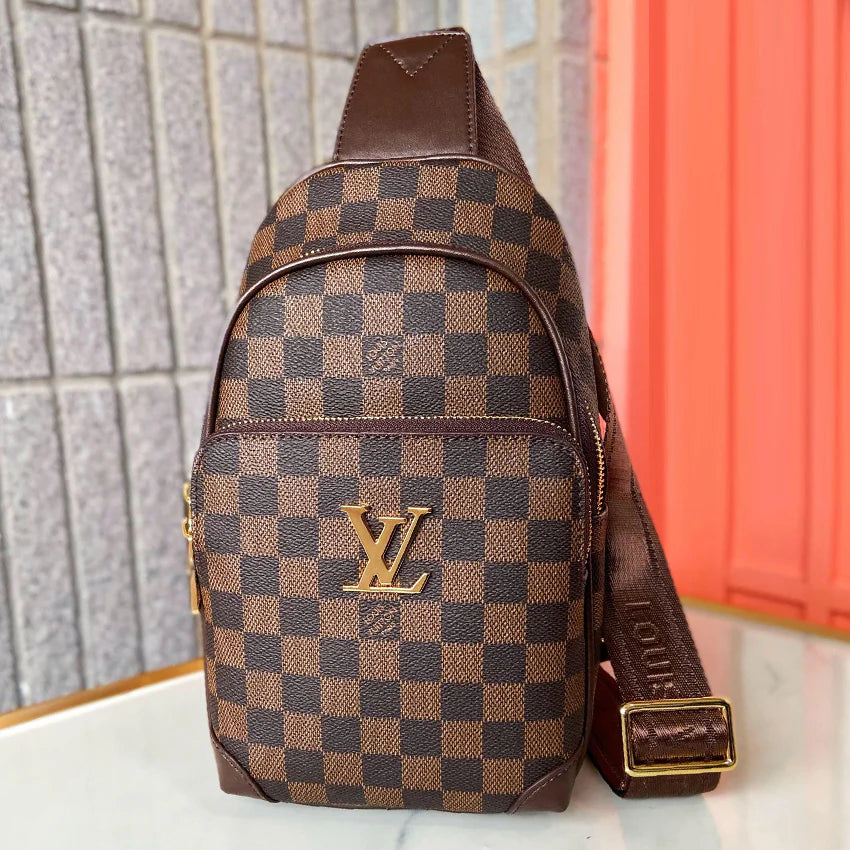 Luxury plaid vintage men's casual chest bag 1024071702