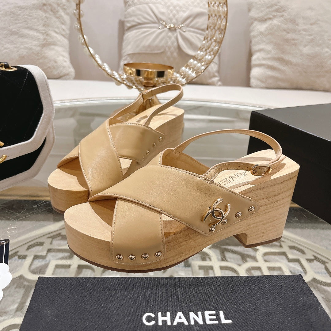 24ss wood grain platform sandals 0724071707