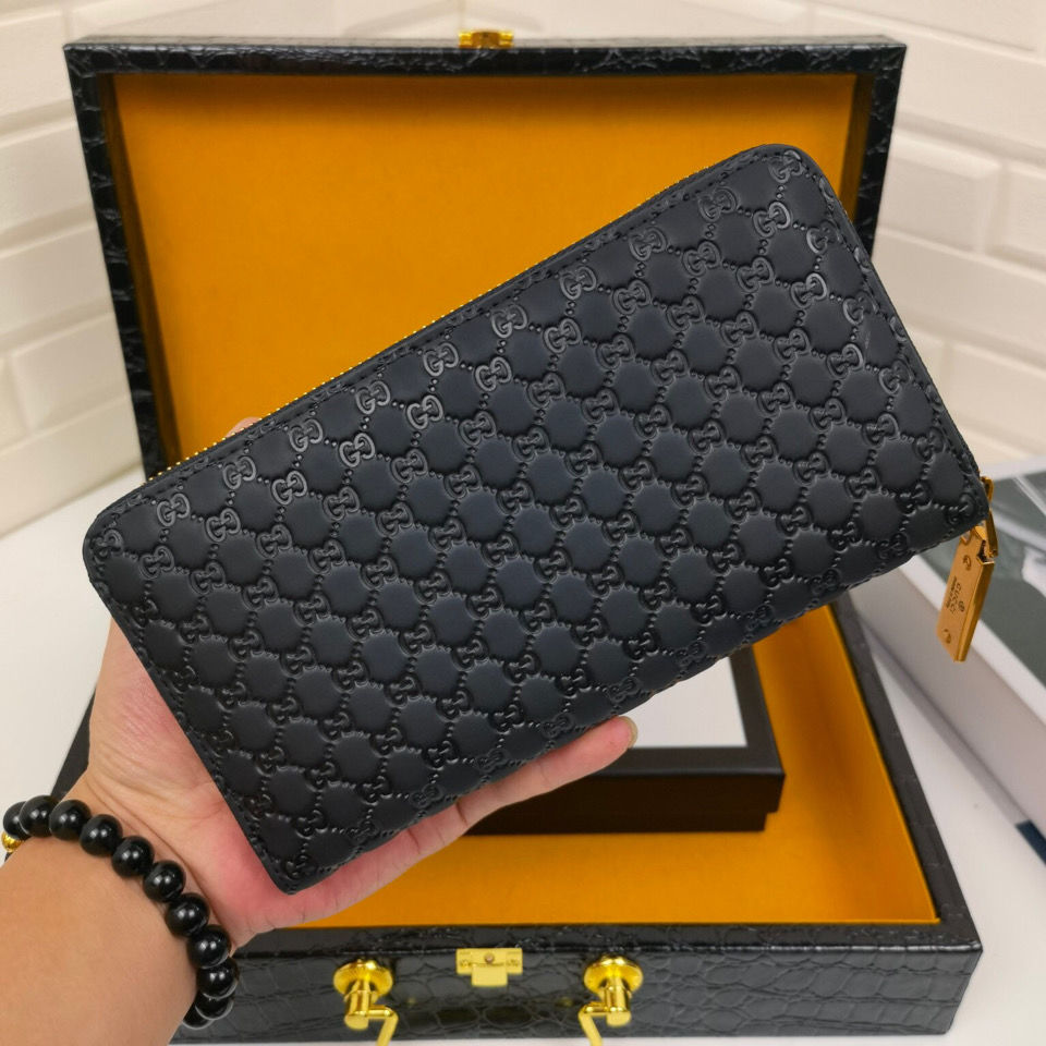 Men's New Wallet Men's Leather Long Wallet Zipper Bag S08