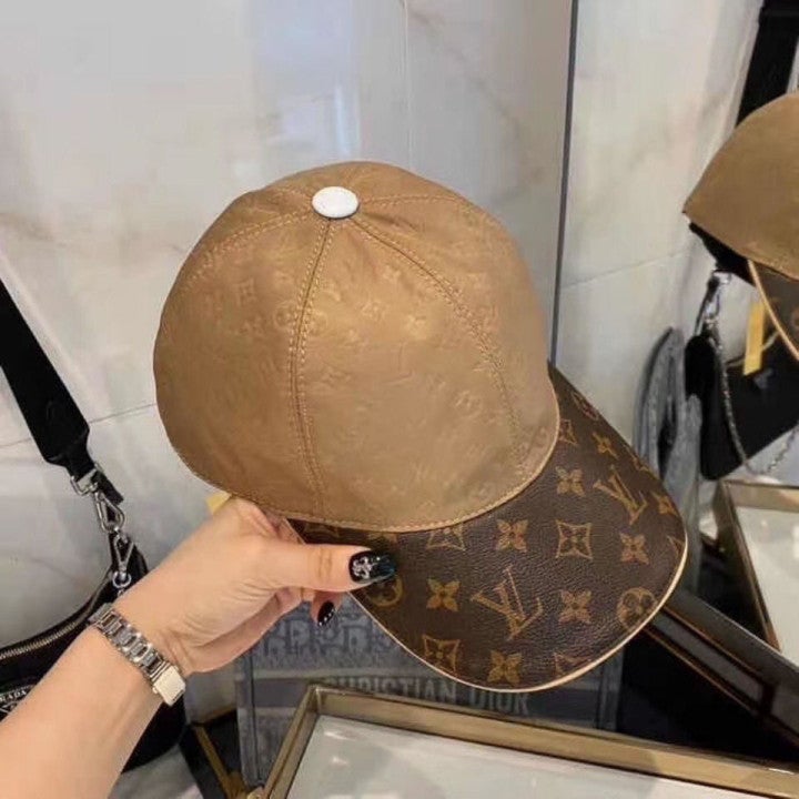 Stitching two-color printed curved brim hat