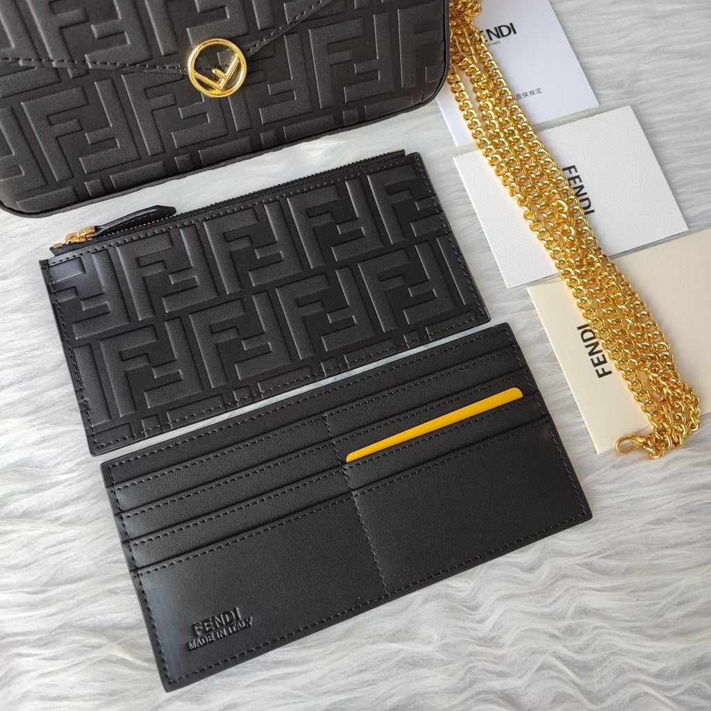 F Print Black Embossed Wallet XC0823040753