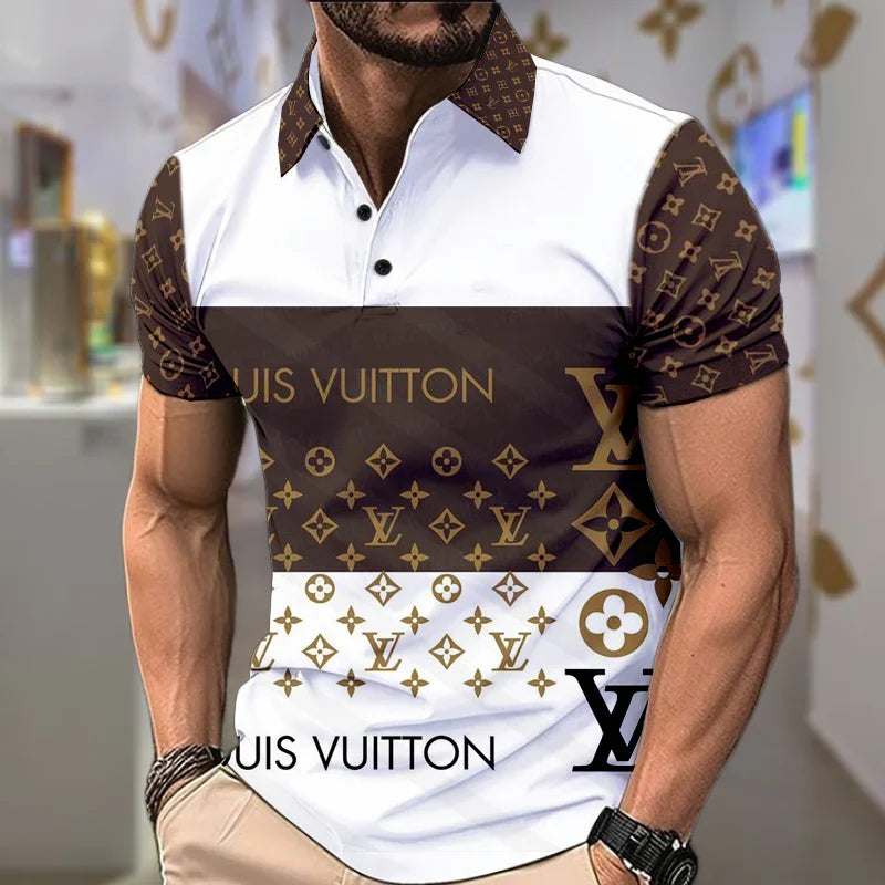 Men's Fashion Printed Polo Collar Short Sleeves 1024042425