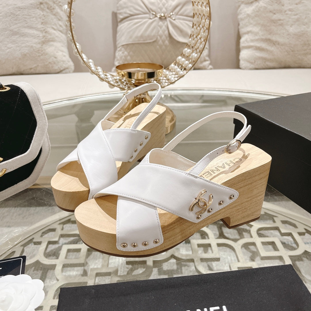 24ss wood grain platform sandals 0724071707