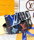 V graffiti painted leather belt 0724031403