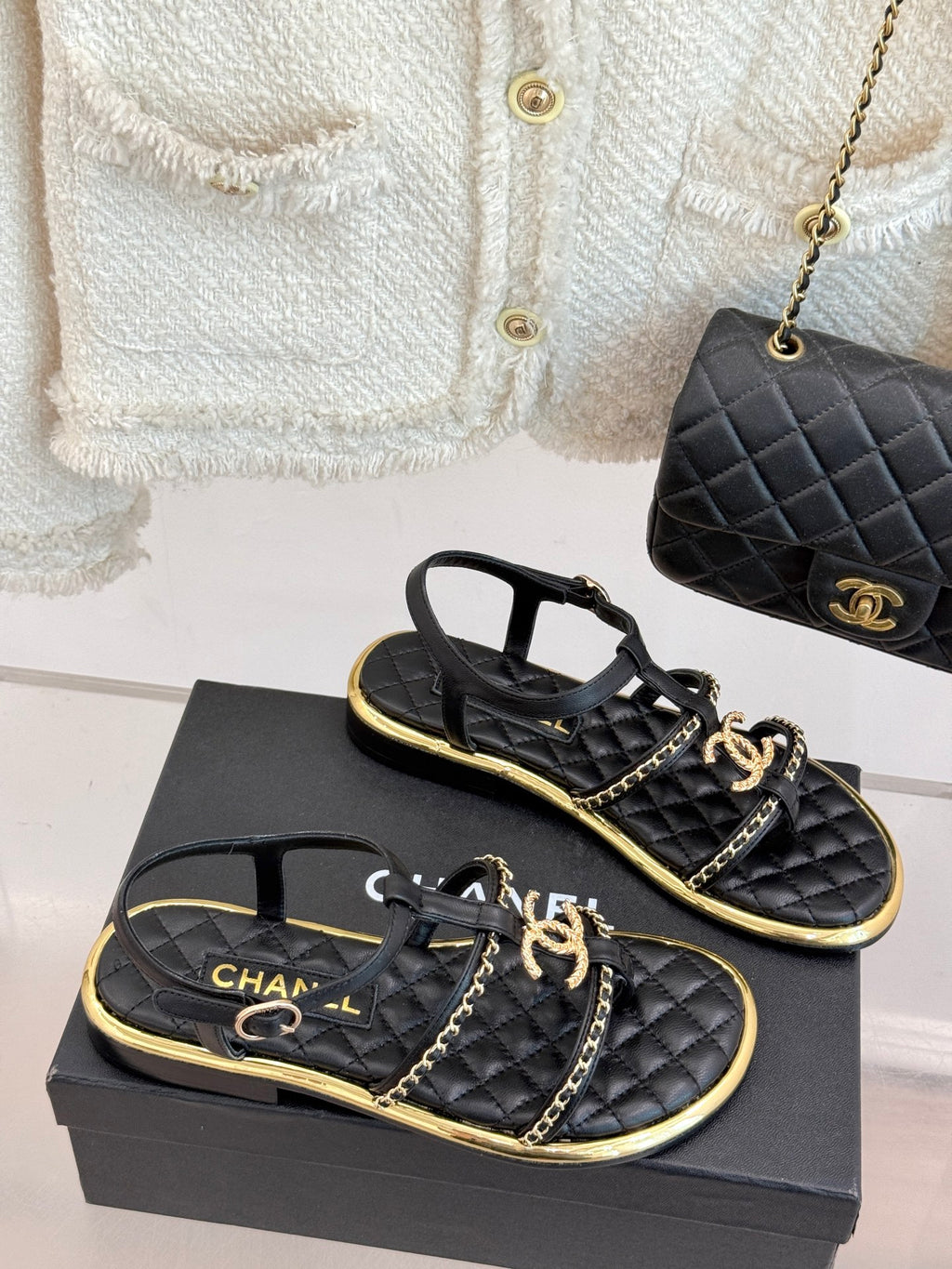 flat chain double C sandals 0725042806