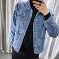 New Suit Jacket High-End Flocking Men's Suit Jacket Blue Jean