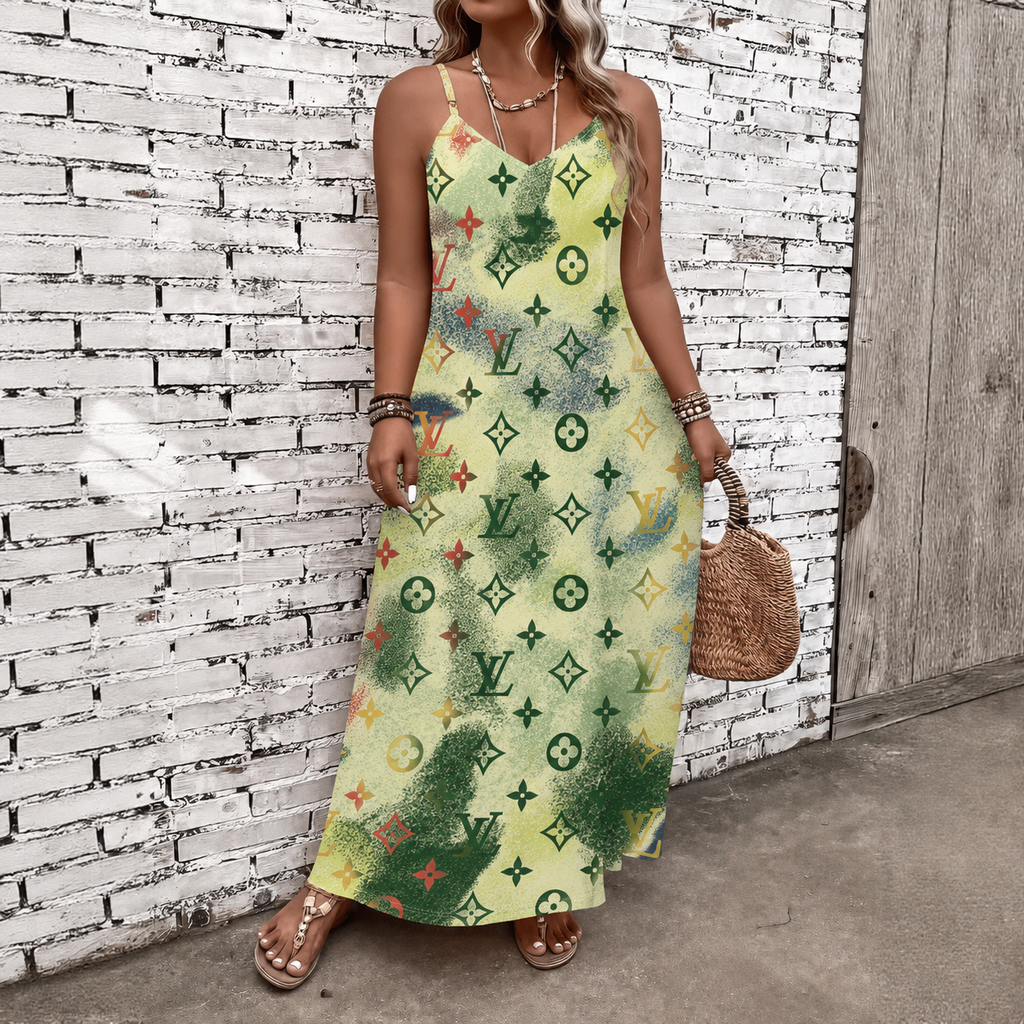 Classic Print V-Neck Pocket Cami Dress 3D1026071019