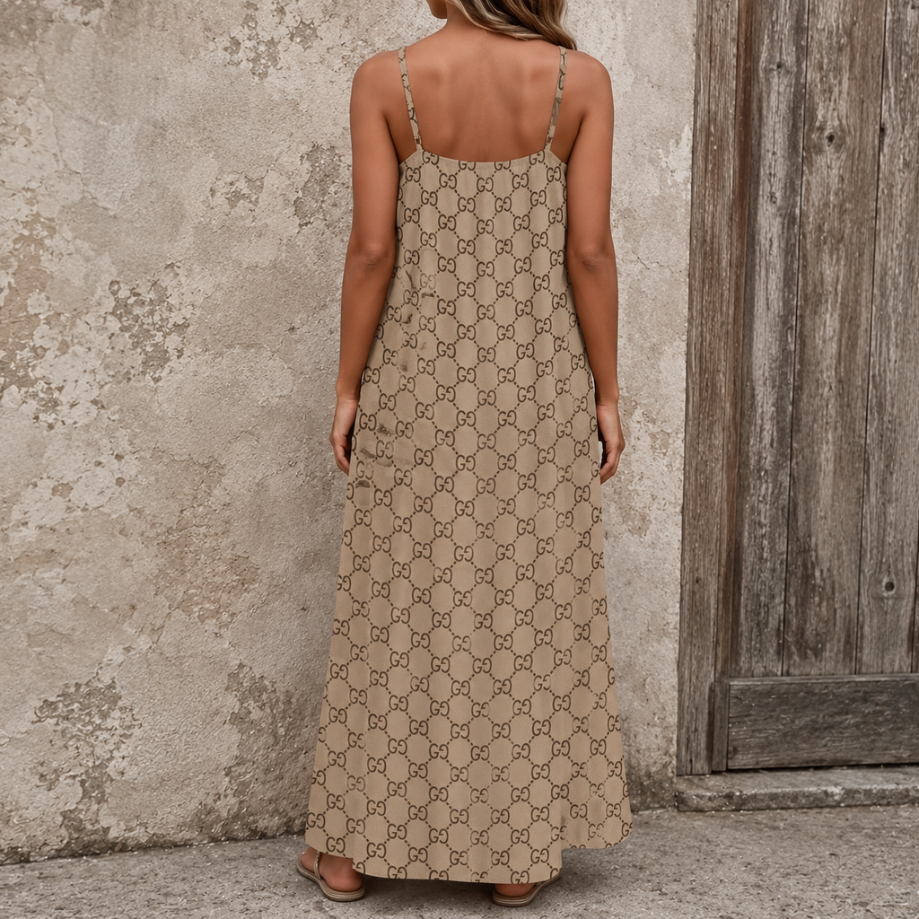 Classic Print V-Neck Pocket Cami Dress 3D1026071023