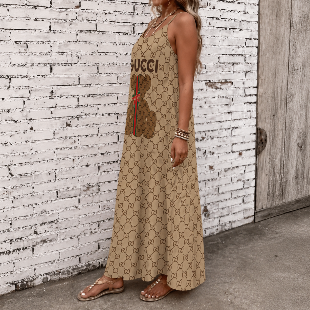 Classic Print V-Neck Pocket Cami Dress 3D1026071022