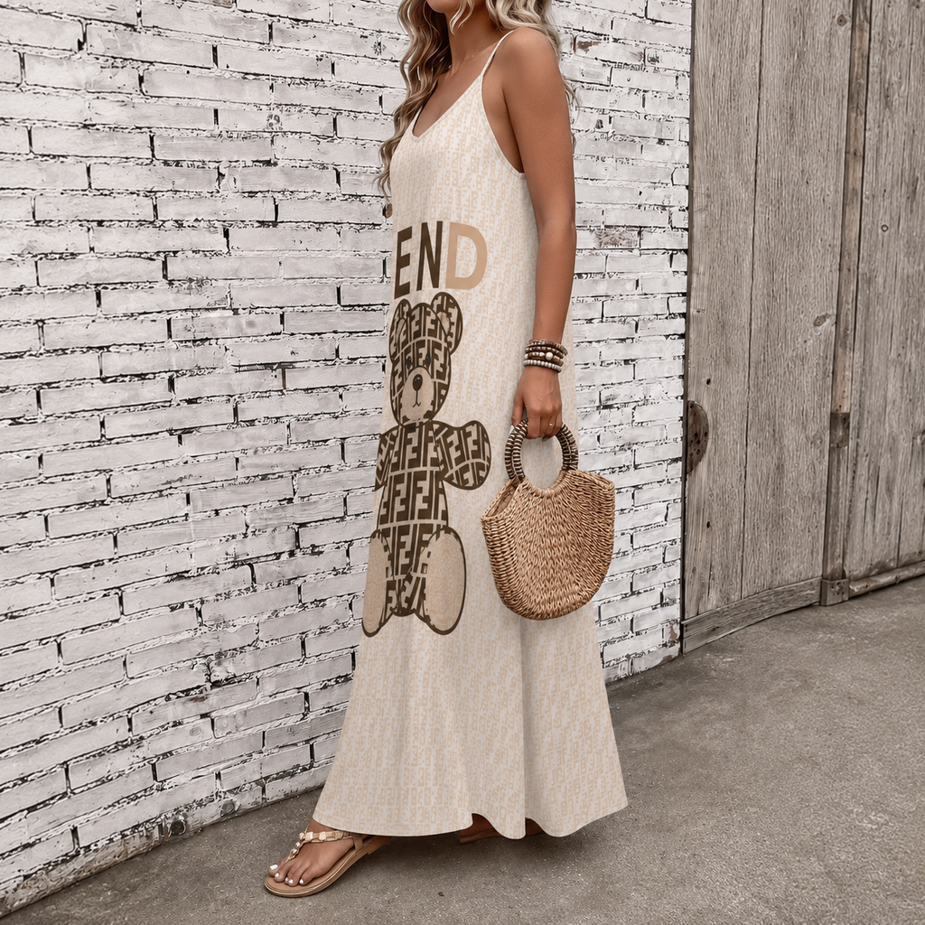 Classic Print V-Neck Pocket Cami Dress 3D1026071021