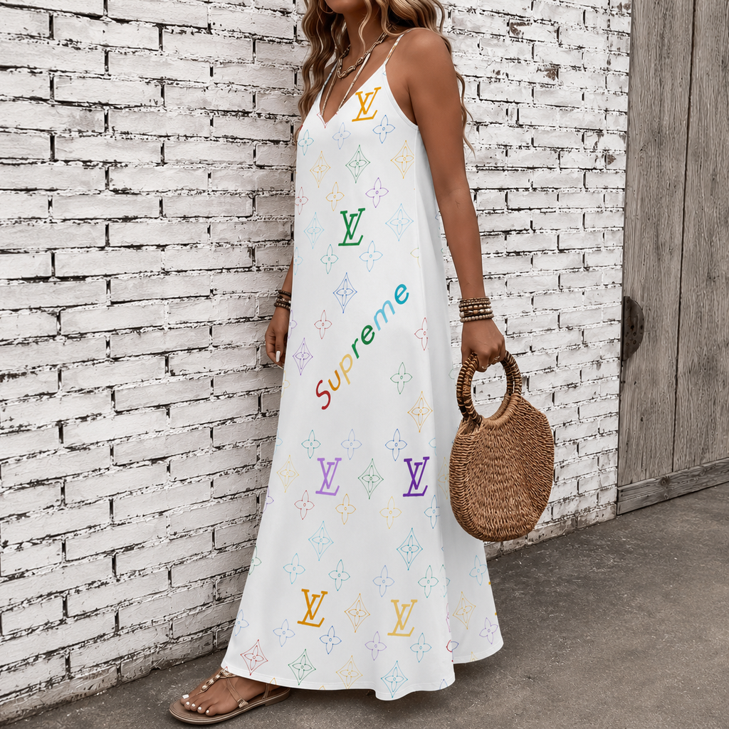 Classic Print V-Neck Pocket Cami Dress 3D1026071016