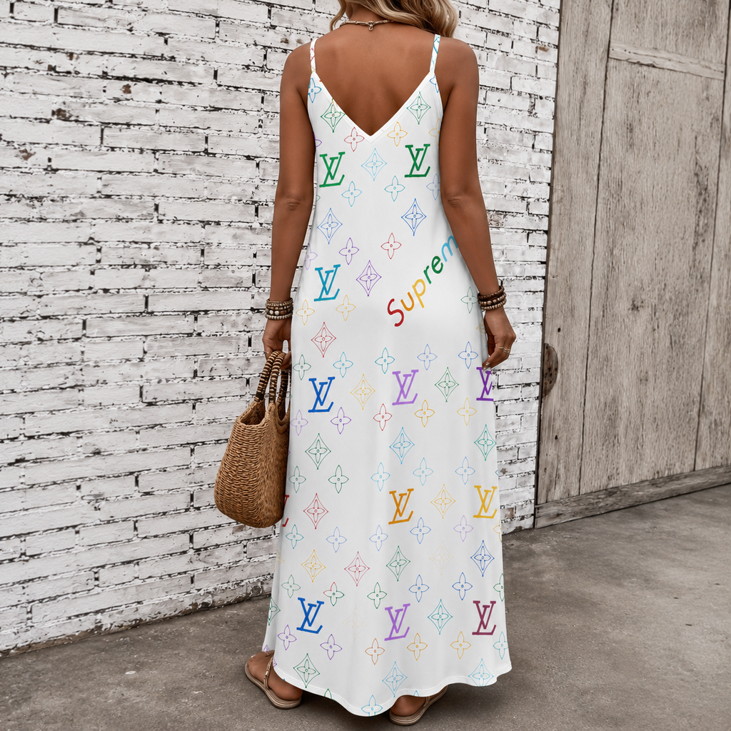Classic Print V-Neck Pocket Cami Dress 3D1026071016