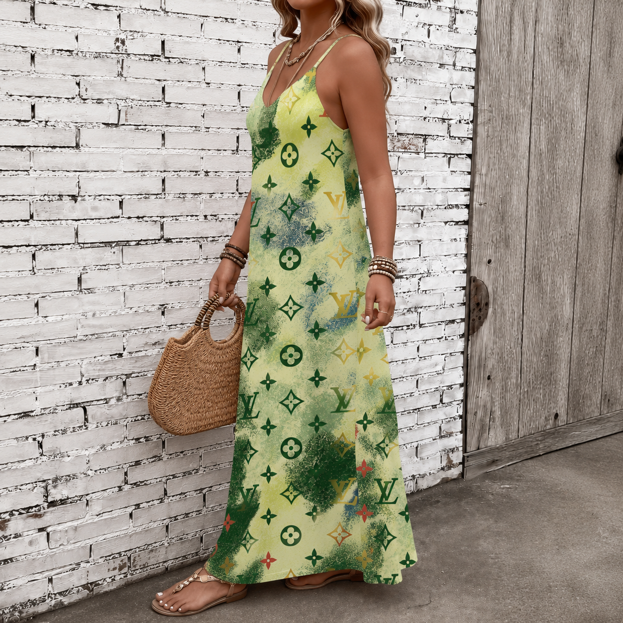 Classic Print V-Neck Pocket Cami Dress 3D1026071019