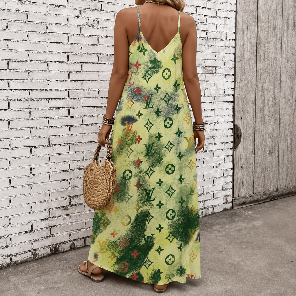 Classic Print V-Neck Pocket Cami Dress 3D1026071019