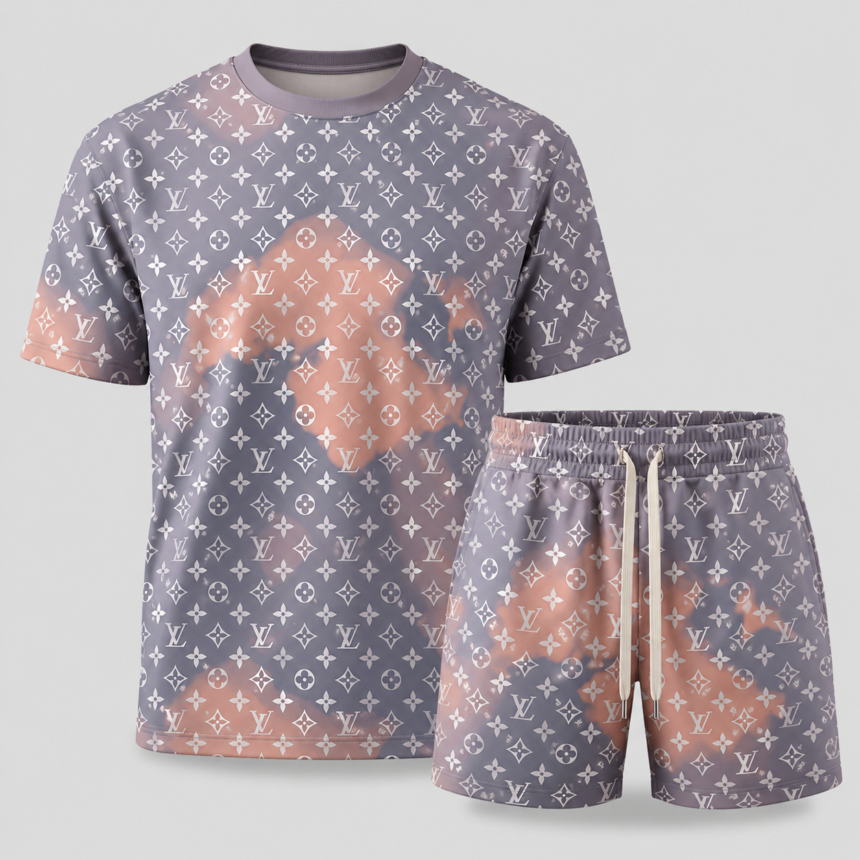 Men's Fashion Printed Short Sleeve Suit 3D1026071025
