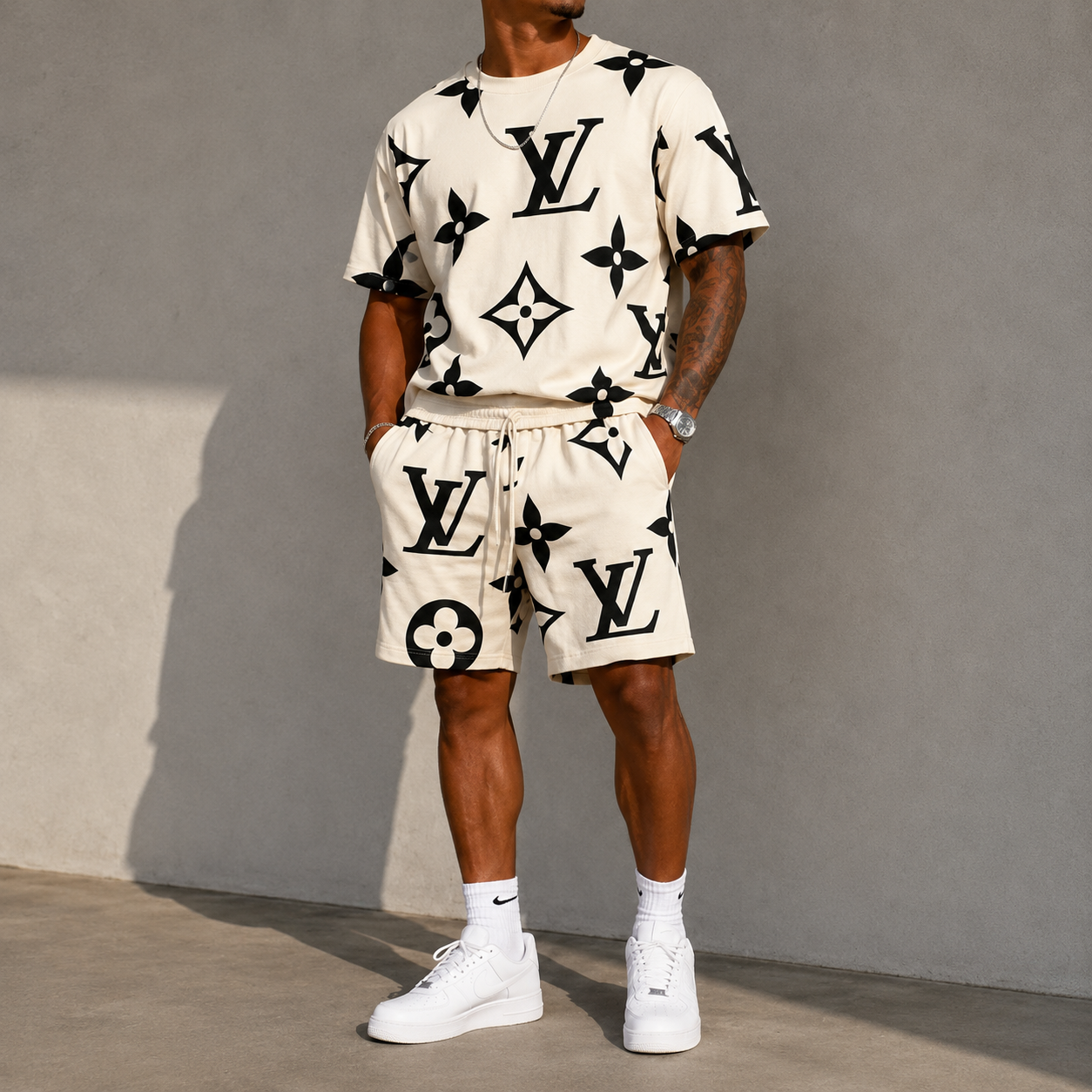 Men's Fashion Printed Short Sleeve Suit 3D1026071024