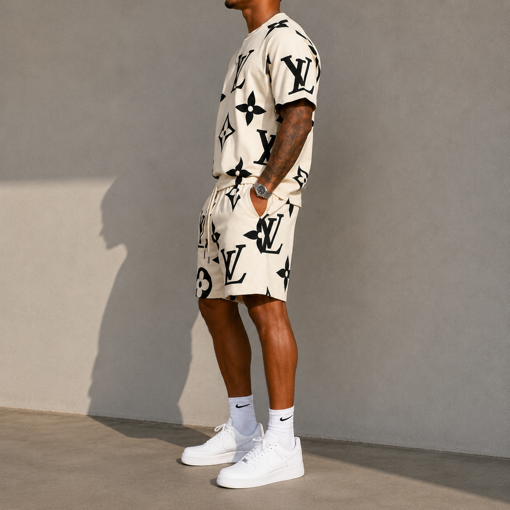 Men's Fashion Printed Short Sleeve Suit 3D1026071024