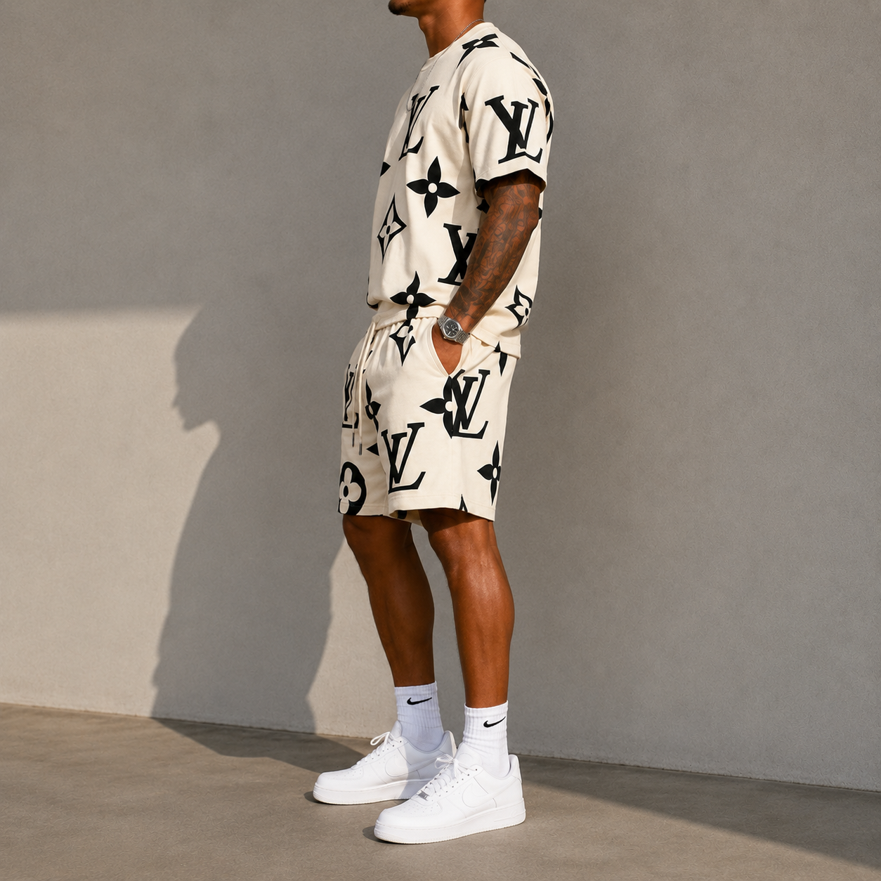 Men's Fashion Printed Short Sleeve Suit 3D1026071024