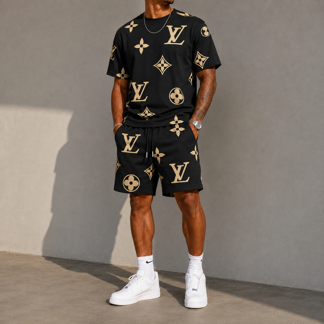 Men's Fashion Printed Short Sleeve Suit 3D1026071027