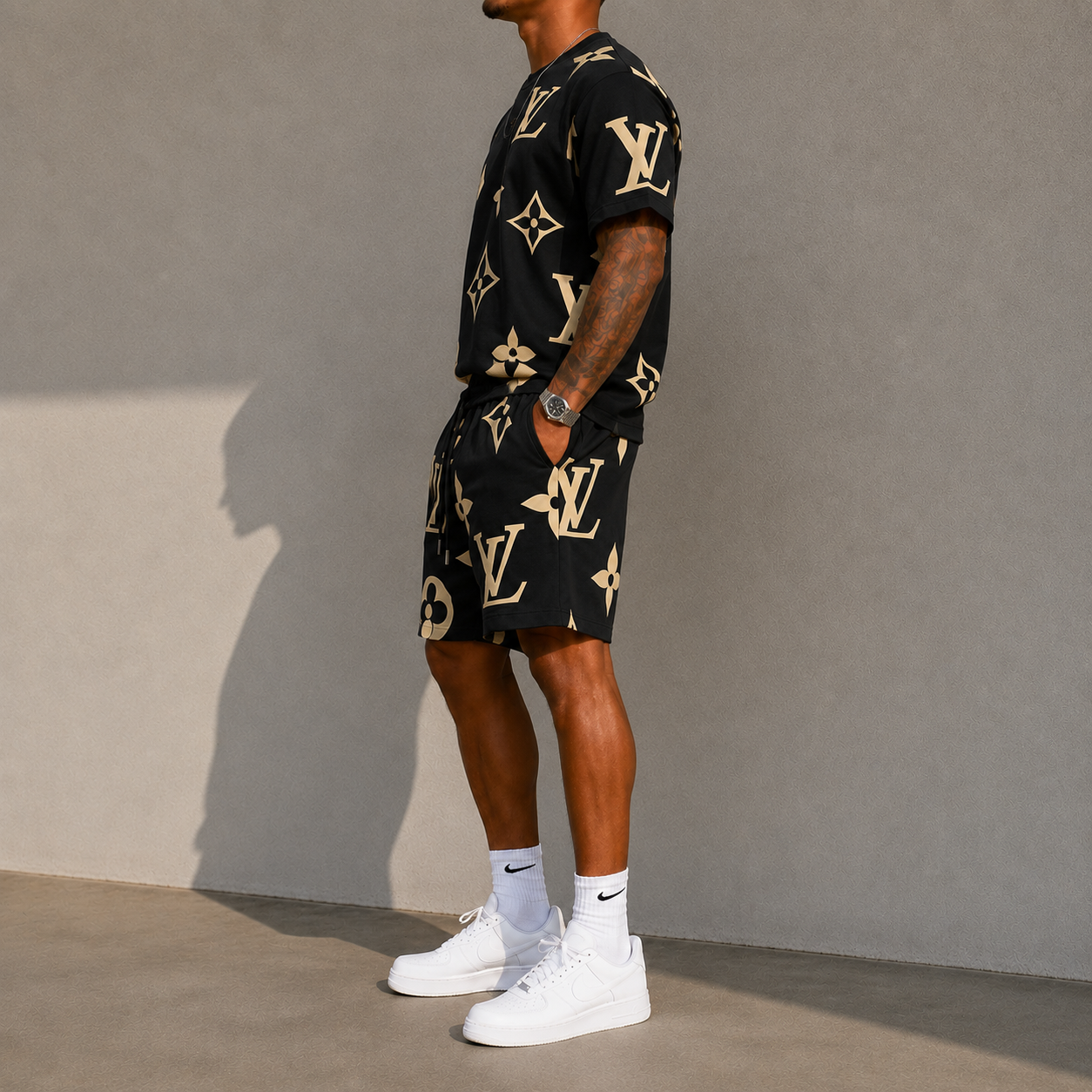 Men's Fashion Printed Short Sleeve Suit 3D1026071027