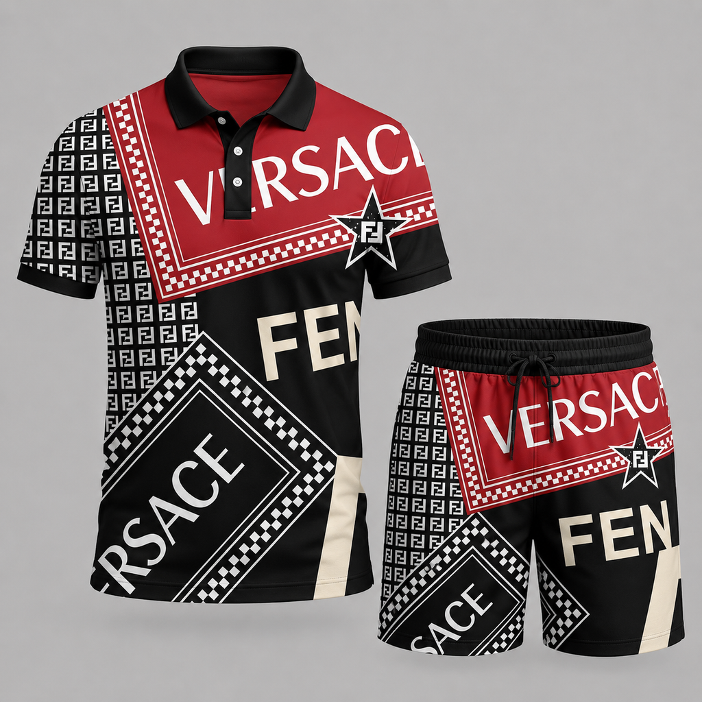 Men's Fashion Printed Short Sleeve Suit 3D1026071330