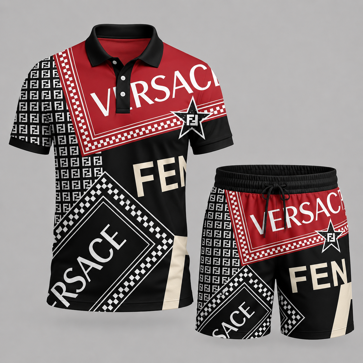 Men's Fashion Printed Short Sleeve Suit 3D1026071330