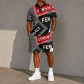 Men's Fashion Printed Short Sleeve Suit 3D1026071330