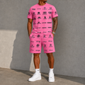 Men's Fashion Printed Short Sleeve Suit 3D1026071328