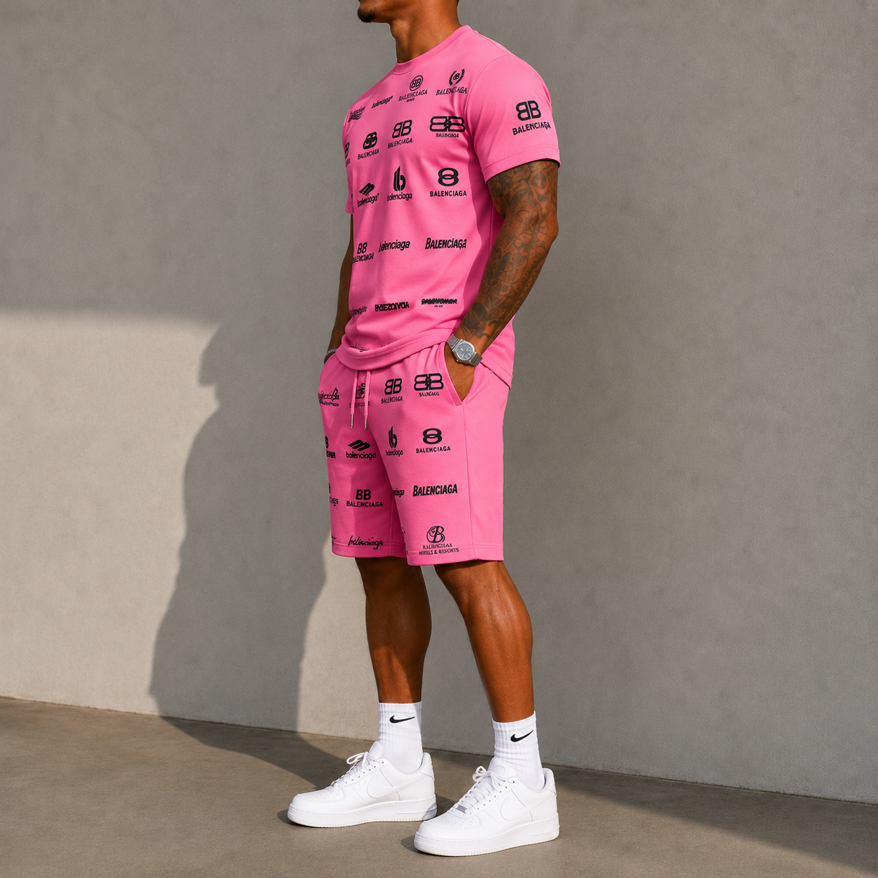 Men's Fashion Printed Short Sleeve Suit 3D1026071328