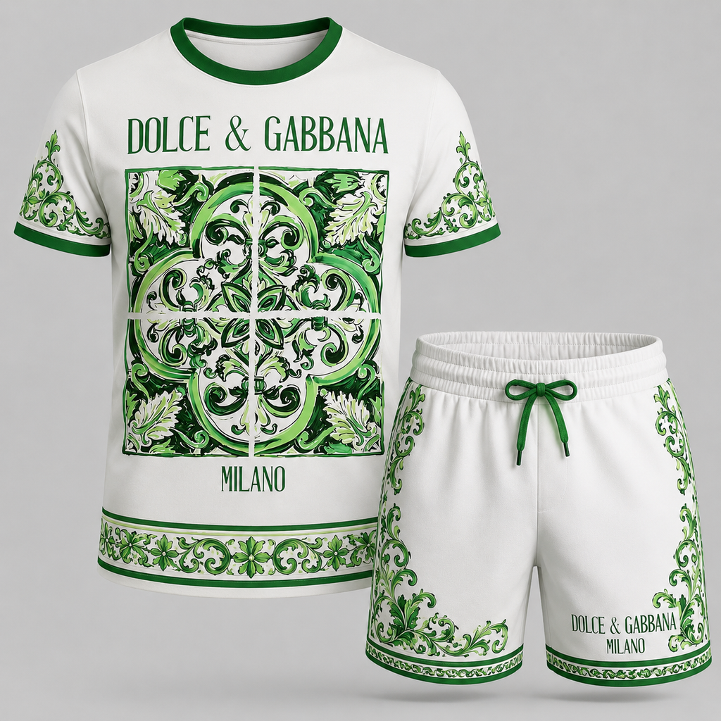 Men's Fashion Printed Short Sleeve Suit 3D1026071324