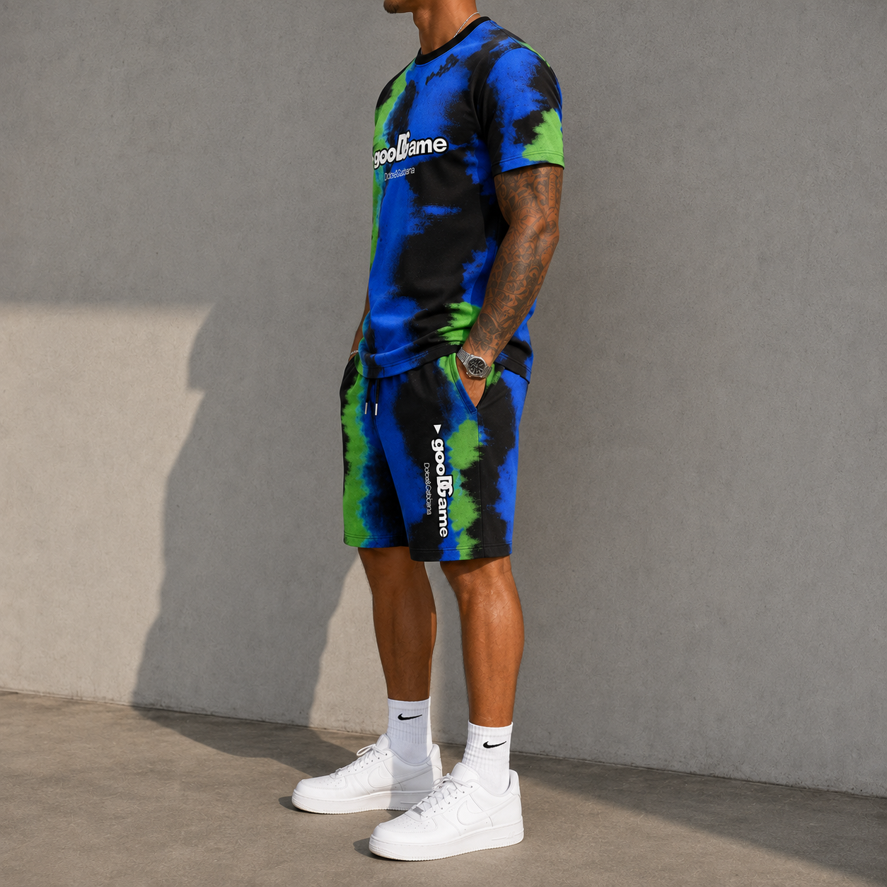 Men's Fashion Printed Short Sleeve Suit 3D1026071327