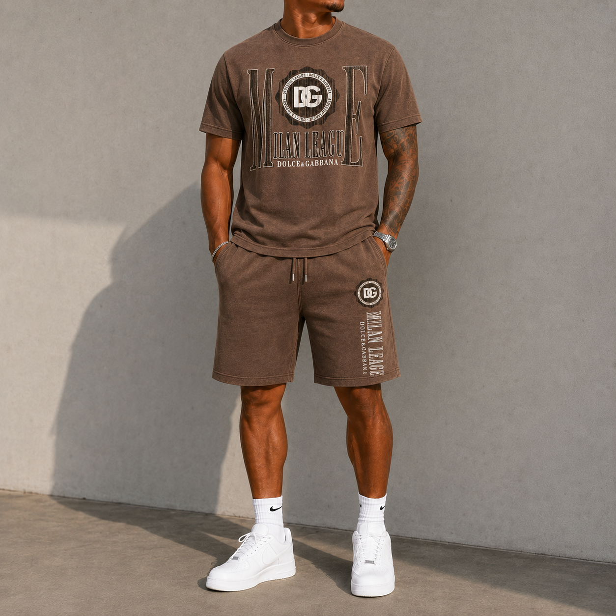 Men's Fashion Printed Short Sleeve Suit 3D1026071326