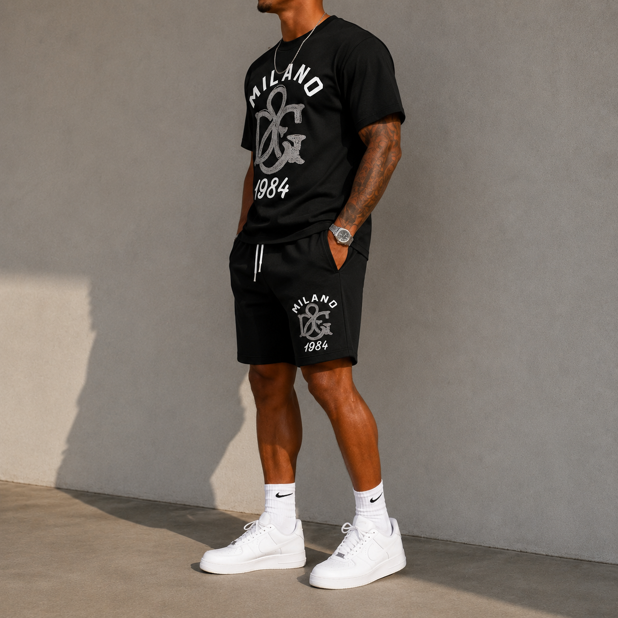 Men's Fashion Printed Short Sleeve Suit 3D1026071320