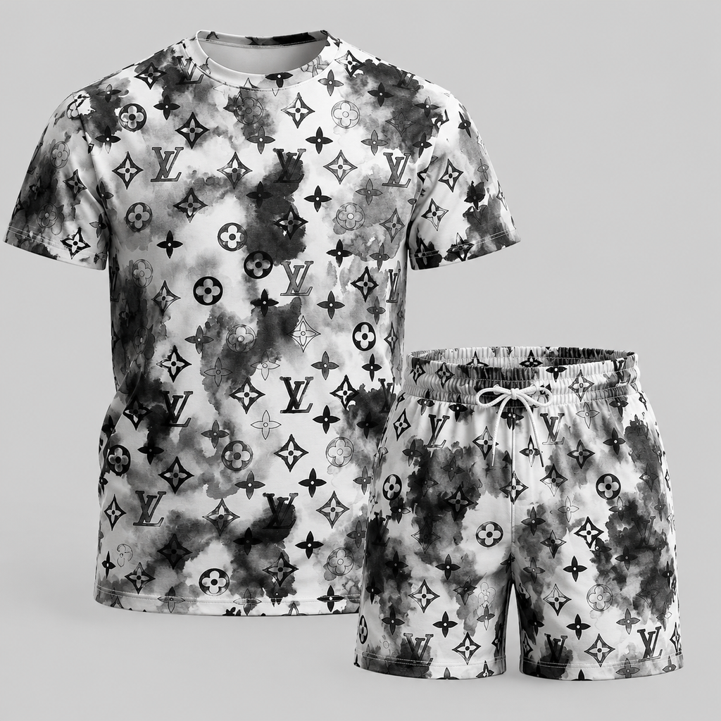 Men's Fashion Printed Short Sleeve Suit 3D1026071313