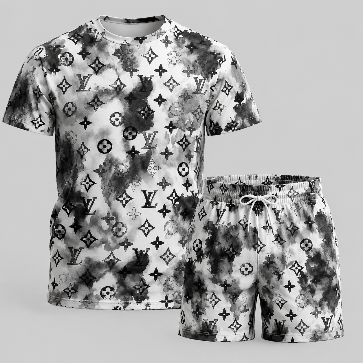Men's Fashion Printed Short Sleeve Suit 3D1026071313