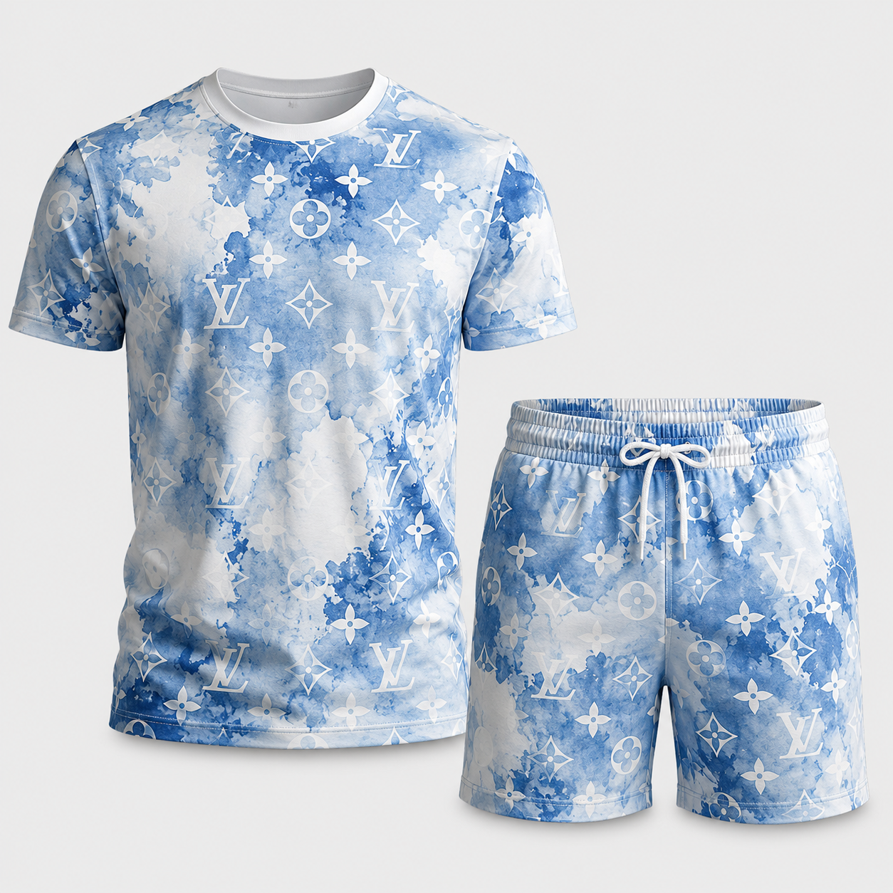 Men's Fashion Printed Short Sleeve Suit 3D1026071312