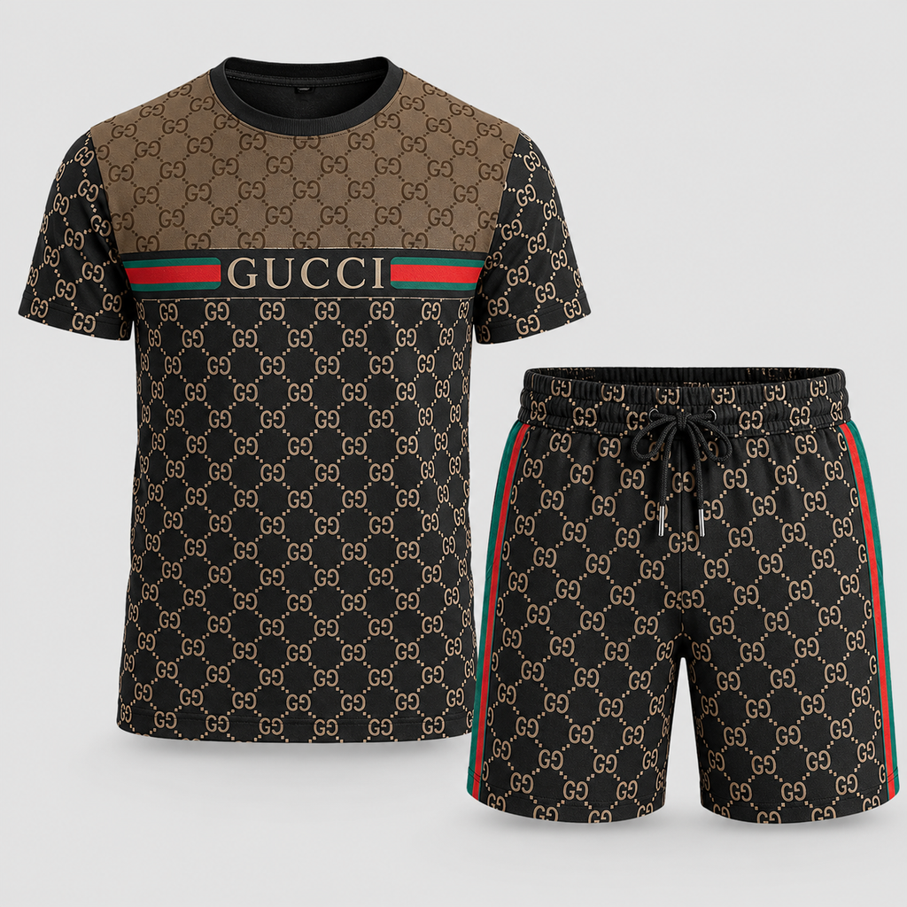 Men's Fashion Printed Short Sleeve Suit 3D1026071317