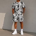 Men's Fashion Printed Short Sleeve Suit 3D1026071313