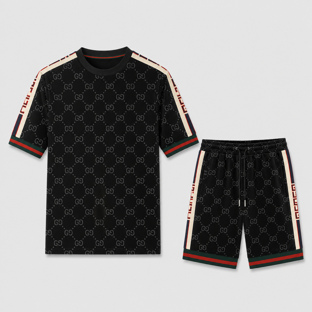 Men's Fashion Printed Short Sleeve Suit 3D1026071314