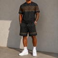 Men's Fashion Printed Short Sleeve Suit 3D1026071311