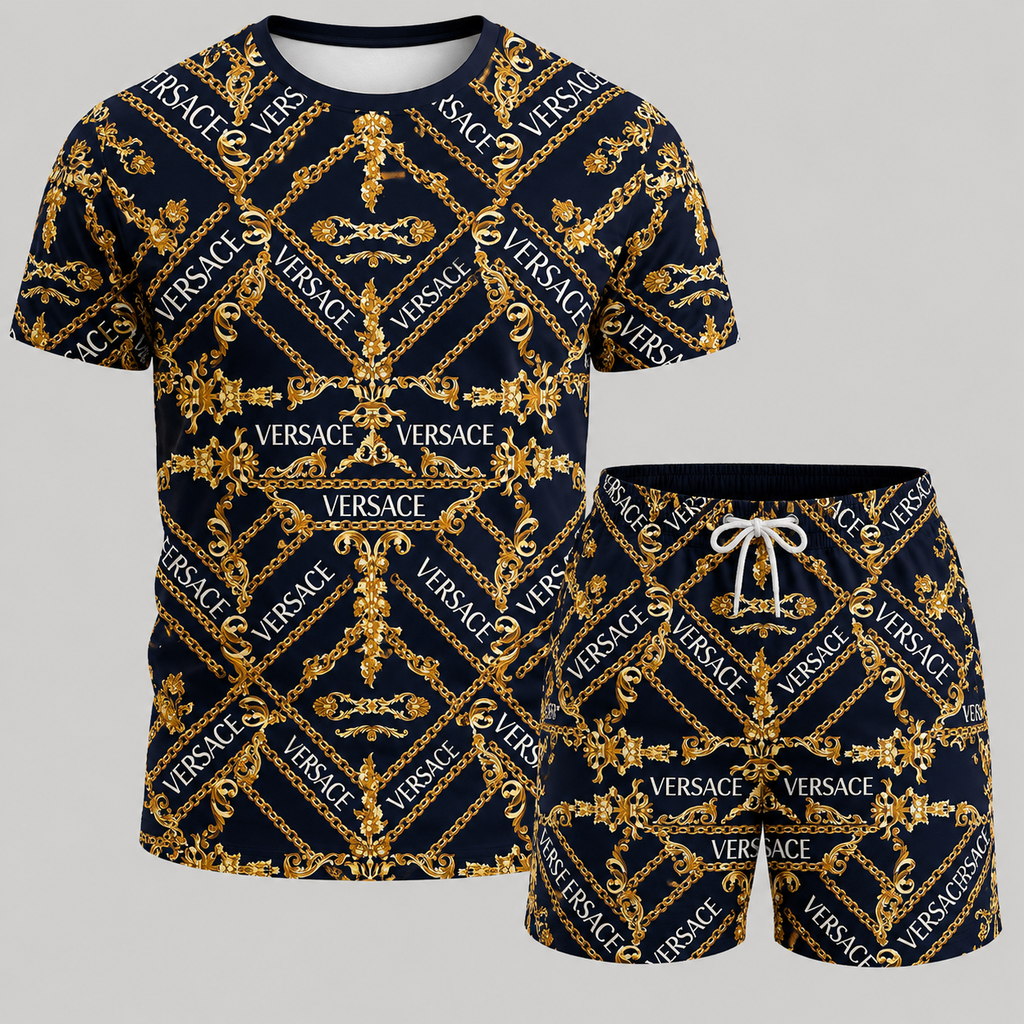Men's Fashion Printed Short Sleeve Suit 3D1026070323