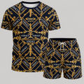 Men's Fashion Printed Short Sleeve Suit 3D1026070323