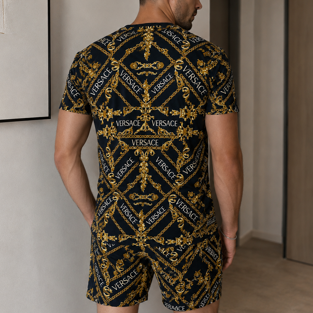 Men's Fashion Printed Short Sleeve Suit 3D1026070323