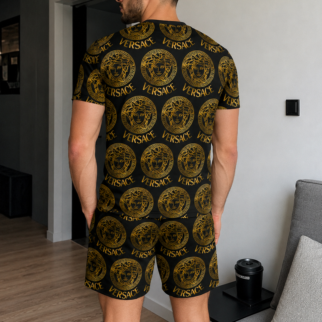 Men's Fashion Printed Short Sleeve Suit 3D1026070325